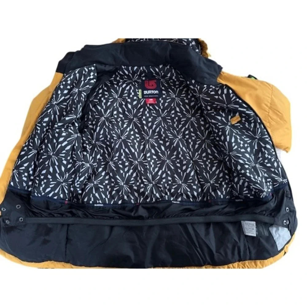 Burton Snowboard Jacket Boys Youth Yellow Hooded Full Zip Winter Gear - L